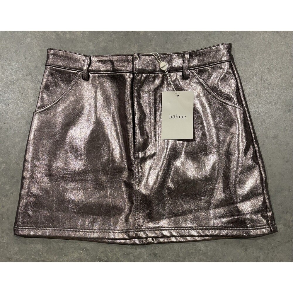 NEW Bohme Bronze Metallic Mini Skirt Womens Small Lined